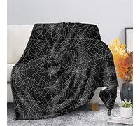 GLENLCWE Black Cobweb Spider Web Print Throw Blanket Halloween Fleece Blanket Bedding Blankets Ultra Soft,Cozy Fluffy,Couch Sofa Bed Decor Durable