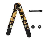 GLENLCWE Dragonfly Print Guitar Strap for Acoustic&Electric&Bass Guitars,Adjustable Guitar Strap, Bee Honey, 2.1" Wide 33.1-56.3" Length