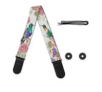 GLENLCWE Dragonfly Print Guitar Strap for Acoustic&Electric&Bass Guitars,Adjustable Guitar Strap, Hummingbird Floral, 2.1" Wide 33.1-56.3" Length