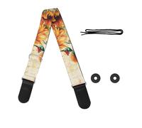 GLENLCWE Guitar Strap for Acoustic&Electric&Bass Guitars, Adjustable Guitar Strap, Hummingbird Sunflower, 2.1" Wide 33.1-56.3" Length