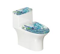 GLENLCWE Peacock Toilet Tank Lid Cover Replacement with Elastic Bottom,Soft Polyester Toilet Covers 2 Pcs Set Universal Fit