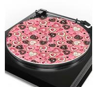 GLENLCWE Pink Love 12" Turntable Platter Wool Mat 3mm Record Slipmat Anti-Static Platter Mat Felt Soft Turntable Pad for Record Player Audiophile Reduce Noise