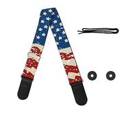 GLENLCWE Retro American Flag Guitar Strap for Acoustic/Electric/Bass Guitar,Adjustable Length Guitar Strap with Leather End, American Flag-retro, 2.1" Wide 33.1-56.3" Length