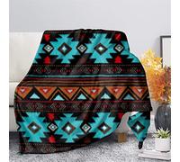 GLENLCWE Tribal Indian American Navajo Aztec Print Fuzzy Flannel Blanket,Throw Blanket Cozy Bed Throw Decor Cover Skin Friendly