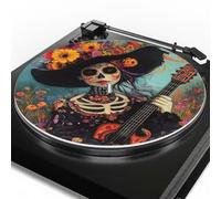 GLENLCWE Turntable Platter Mat Burning Skull Women Anti-Static Anti-Vibration 12 Inch Turntable Slipmat Felt Turntables Mat