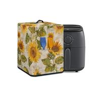 GLENLCWE Vintage Sunflower Air Fryer Cover, Dust Protector with Storage Pockets and Handle, Washable&Dust Proof
