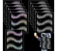 Glenmal 12 Pcs Sheet Iron-on Rhinestone Sheets Crystal Transfers Glitter Hotfix Rhinestone Decals Hot Melt Patches in 2 Styles for Clothing Craft DIY Decor (Simple Style)