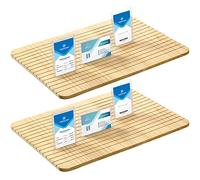 Glenmal 2 Pcs Wooden Name Badge Holder ID Badge Tray Organizer ID Tag Name Badge Organizer Name Tag Holders ID Card Sign Tag Decor Supplies for Office Business(15.4 x 11 x 0.5 Inch,Natural Color)