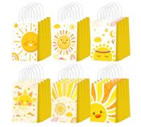 Glenmal 24 Pcs First Trip Around The Sun Party Favors Bags Boho 1st Birthday Goody Paper Gift Bags Birthday Snack Summer Sunshine Party Decor Favor Supplies
