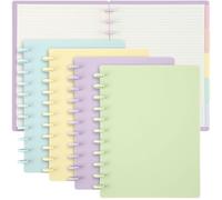 Glenmal 4 Sets Discbound Notebook, 8.5" x 11" Customizable Notebook Letter Size Includes Discs 5 Tab Note Dividers College Ruled Removable Pages Refillable Subject Journal for Office (Grace Color)