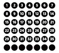 Glenmal 42 Pcs Number Magnetic Accents for Whiteboard Black and White 2.3'' Round Numbers 1-35 Magnets Stickers with Blank Writable Calendar Accents for School Home Teaching Math Arithmetic Supplies