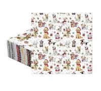 Glenmal 50 Pcs Holiday Pet Napkins Disposable Christmas Decoupage Napkin Pack 5" x 5" Christmas Dog Cocktail Napkins for Xmas Themed Party Holiday Gifts