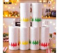 Glenmal 6 Rolls Christmas Kitchen Paper Towels 2-ply 300 Sheets Gold Green Red Foil Xmas Tree Napkins for Holiday Kitchen Grease Proof Food Liner Fried Food Xmas Decoration Tableware Party Supplies