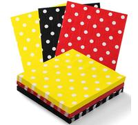Glenmal 60 Pcs 3 Colors Paper Napkins, Spider Party Decor Disposable Cocktail Napkin Beverage Paper for Cartoon Mouse Web Themed Supplies Birthday Party Favors(Yellow Red Black,Polka Dots)