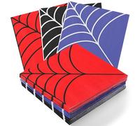Glenmal 60 Pcs 3 Colors Paper Napkins, Spider Party Decor Disposable Cocktail Napkin Beverage Paper for Cartoon Mouse Web Themed Supplies Birthday Party Favors (Red Blue Black,Spider Web)