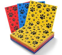 Glenmal 60 Pcs Paw Print Napkins, Red Yellow Blue Disposable Paper Party Napkins, 2 Ply Adorable Dog or Cat Tissue Paper for Doggy Animal Themed Party Pets Kid's Birthday Baby Shower