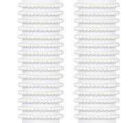 Glenmal Pearl Bracelets for Women Wedding Faux Bridal White Pearl Bracelet Bulk Elastic Stretch Bridesmaid for Party Gift, about 6 mm in diameter for each pearl, faux pearl, no gemstone