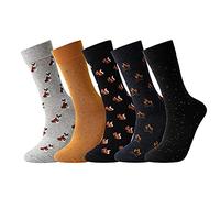 GLENMEARL Mens Dress Socks, 5 Pair Combed Cotton Colorful Patterned Funny Crew Socks for Men Comfort, Squirrel, 9-13 UK