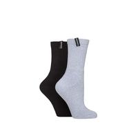 Glenmuir Ladies Classic Cushioned Cotton Boot Socks Pack of 2 (UK, Numeric, 4, 8, Regular, Regular, Blue/Black)
