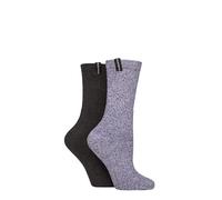 Glenmuir Ladies Classic Cushioned Cotton Boot Socks Pack of 2 (UK, Numeric, 4, 8, Regular, Regular, Purple/Charcoal)