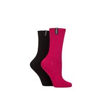 Glenmuir Ladies Light Cushioned Bamboo Boot Socks Pack of 2 Maroon/Black 4-8