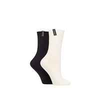 Glenmuir Ladies Light Cushioned Bamboo Boot Socks Pack of 2 Snow/Navy 4-8