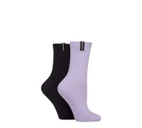 Glenmuir Ladies Light Cushioned Bamboo Boot Socks Pack of 2 (UK, Numeric, 4, 8, Regular, Regular, Lilac/Navy)