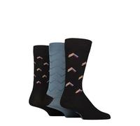 Glenmuir Men’s Bamboo Gift Boxed Socks - 3 Pair Patterned & Plain Soft Breathable Luxury Everyday Crew Socks, Comfortable Lightweight Designer Gift Set, UK 7-11 Black/Teal