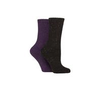 Glenmuir Women's 2 Pairs Thermal Wool Blend Boot Socks in Purple | Size: 4-8 Glenmuir Purple 4-8