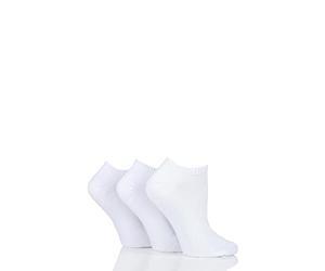 Glenmuir Womens Cushion Bamboo Sports Trainer Socks Pack of 3 White 4-8
