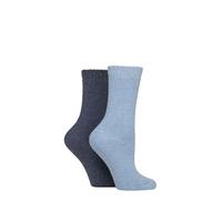 Glenmuir Women's Thermal Boot Socks - Fully Cushioned, Plain, Walking, Hiking, Trekking, Outdoor, Warm 2 Pair Multipack Size 4-8 Light Blue