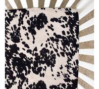 Glenna Jean Baby Fitted Crib Sheet White Cow Skin Western Animal Print For Baby Boys & Girls, Black, Standard