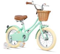 Glerc 16 Inch Kids Girls Bike for 4 5 6 7 8 Years Old Little Girls Retro Vintage Style Bicycles with Basket,Stabilisers and Bell,Color Mint Green