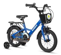 Glerc Bubble 14 Inch Kids Bike for 3 4 5 6 Years Old Little Boys & Girls Bicycles with Basket Stabilisers and Rear Rack, Blue