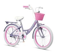 Glerc Maggie 20 Inch Kids Bike for 7 8 9 10 11 12 13 Years Old Girls, Children's Bicycle with Rear Carry Rack & Basket & Kickstand, Purple