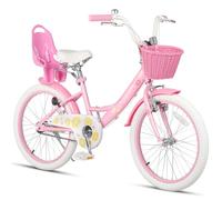 Glerc Maggie 20 Inch Kids Bike for 7 8 9 10 11 12 13 Years Old Little Girls Toddler Bicycles with ith Doll-Seat & Basket & Kickstand for Gift, Pink & White