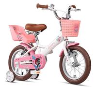 Glerc SASHA 12 Inch Kids Bike for Age 2 3 4 Years Old Little Girls Toddlers Retro Vintage Style Children Bicycles with Doll Bike Seat & Stabilisers White