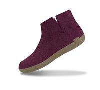 GLERUPS Boot Slippers Women and Men with Leather Sole (Cranberry) | Unisex Wool Slipper Boots | Comfy Men's and Women's Slipper Boots | Cosy Gents and Ladies Boot Slippers
