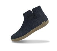 GLERUPS Boot Slippers Women and Men with Leather Sole (Denim) | Unisex Wool Slipper Boots | Comfy Men's and Women's Slipper Boots | Cosy Gents and Ladies Boot Slippers