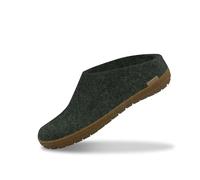 GLERUPS Comfy Unisex Slip-on Wool Slipper Shoes | Cosy Gents and Ladies Slippers with Rubber Sole (Green)