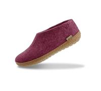 GLERUPS Indoor Outdoor Slippers Men & Women with Rubber Sole (Cranberry) | Unisex Wool Slipper Shoes | Comfy Slippers Women Men | Cosy Gents and Ladies Slippers