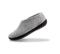 GLERUPS Indoor Outdoor Slippers Men & Women with Rubber Sole (Grey) | Unisex Wool Slipper Shoes | Comfy Slippers Women Men | Cosy Gents and Ladies Slippers