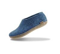 Glerups Indoor Shoes Men & Women (Blue) | Unisex Wool Slippers with Leather Sole | Comfy Slippers Women Men | Cosy Gents and Ladies Slippers