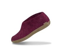 GLERUPS Indoor Shoes Men & Women (Cranberry) | Unisex Wool Slippers with Leather Sole | Comfy Slippers Women Men | Cosy Gents and Ladies Slippers