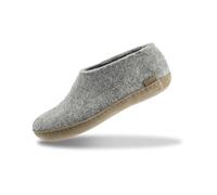 GLERUPS Indoor Shoes Men & Women (Grey) | Unisex Wool Slippers with Leather Sole | Comfy Slippers Women Men | Cosy Gents and Ladies Slippers