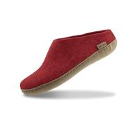 GLERUPS Red Unisex Slip-on Wool Slippers with Leather Sole | Size 12 UK | Comfy Slippers for Women & Men