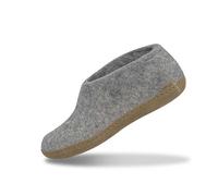 GLERUPS Indoor Shoes Men & Women (Grey) | Unisex Wool Slippers with Leather Sole | Comfy Slippers Women Men | Cosy Gents and Ladies Slippers