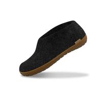 GLERUPS Indoor Outdoor Slippers Men & Women with Rubber Sole (Black) | Unisex Wool Slipper Shoes | Comfy Slippers Women Men | Cosy Gents and Ladies Slippers