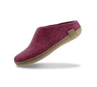 GLERUPS Slip On Slippers Women and Men (Size 4) | Red Unisex Slip-on Wool Slippers with Leather Sole | Comfy Slippers Women Men | Cosy Gents and Ladies Slippers