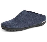GLERUPS Slip On Slippers Women and Men with Rubber Sole (Denim) | Unisex Slip-on Wool Slipper Shoes Women Men